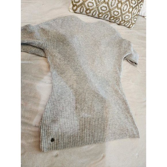 Zella All Day Ribbed Cros Cross faux wrap Light Sweater‎ Grey Size Small - Picture 4 of 9
